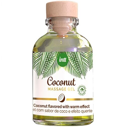 Imagen que nos facilita INTT VEGAN LINE de su producto erótico INTT - GEL DE MASAJE VEGANO CON SABOR A COCO Y EFECTO CALOR para nuestra categoría "DROGUERÍA |Para Masajes|Con efecto calor".