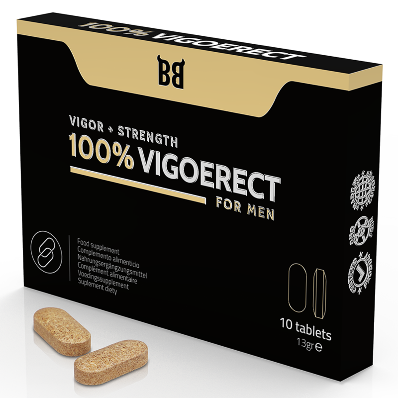 Imagen que nos facilita BLACK BULL de su producto erótico BLACK BULL - 100% VIGOERECT POTENCIADOR PARA HOMBRE 10 CÁPSULAS para nuestra categoría "DROGUERÍA |Complementos Alimenticios|Cápsulas para Hombres".