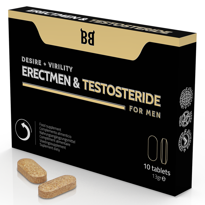 Imagen que nos facilita BLACK BULL de su producto erótico BLACK BULL - ERECTMEN & TESTOSTERIDE POTENCIA Y TESTOSTERONA PARA HOMBRE 10 CÁPSULAS para nuestra categoría "DROGUERÍA |Complementos Alimenticios|Cápsulas para Hombres".