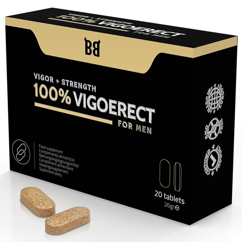 Imagen que nos facilita BLACK BULL de su producto erótico BLACK BULL - 100% VIGOERECT POTENCIADOR PARA HOMBRE 20 CÁPSULAS para nuestra categoría "DROGUERÍA |Complementos Alimenticios|Cápsulas para Hombres".