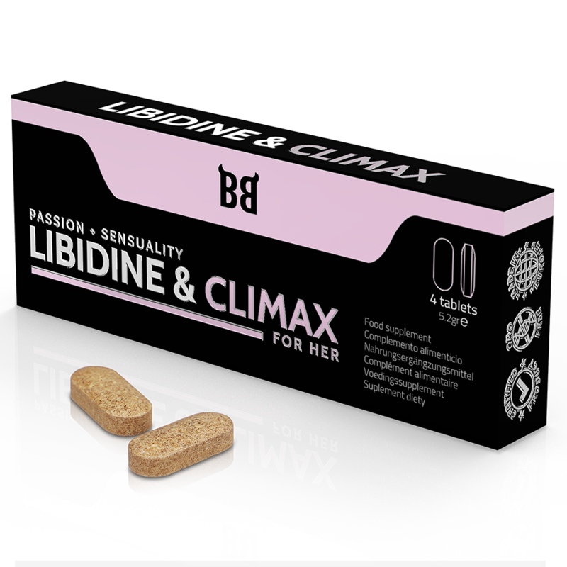 Imagen que nos facilita BLACK BULL de su producto erótico BLACK BULL - LIBIDINE & CLIMAX AUMENTO LÍBIDO PARA MUJER 4 CÁPSULAS para nuestra categoría "DROGUERÍA |Complementos Alimenticios|Cápsulas para Mujeres".