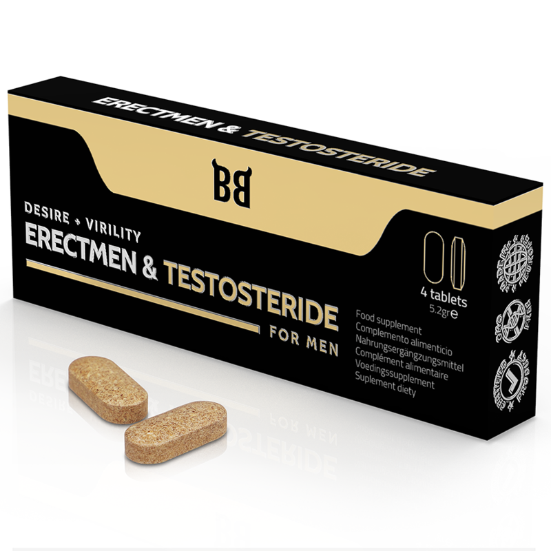 Imagen que nos facilita BLACK BULL de su producto erótico BLACK BULL - ERECTMEN & TESTOSTERIDE POTENCIA Y TESTOSTERONA PARA HOMBRE 4 CÁPSULAS para nuestra categoría "DROGUERÍA |Complementos Alimenticios|Cápsulas para Hombres".