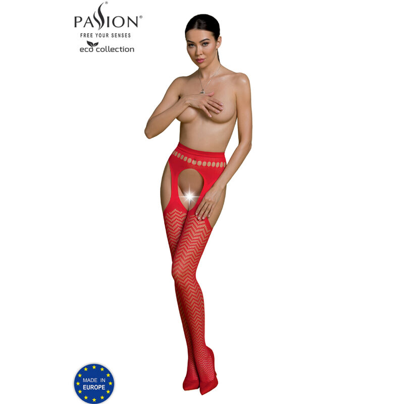 Imagen que nos facilita PASSION WOMAN GARTER & STOCK de su producto erótico PASSION - ECO COLLECTION BODYSTOCKING ECO S002 ROJO para nuestra categoría "MODA & LENCERÍA|Lencería Mujer|Lencería Picante|Medias con Liguero".