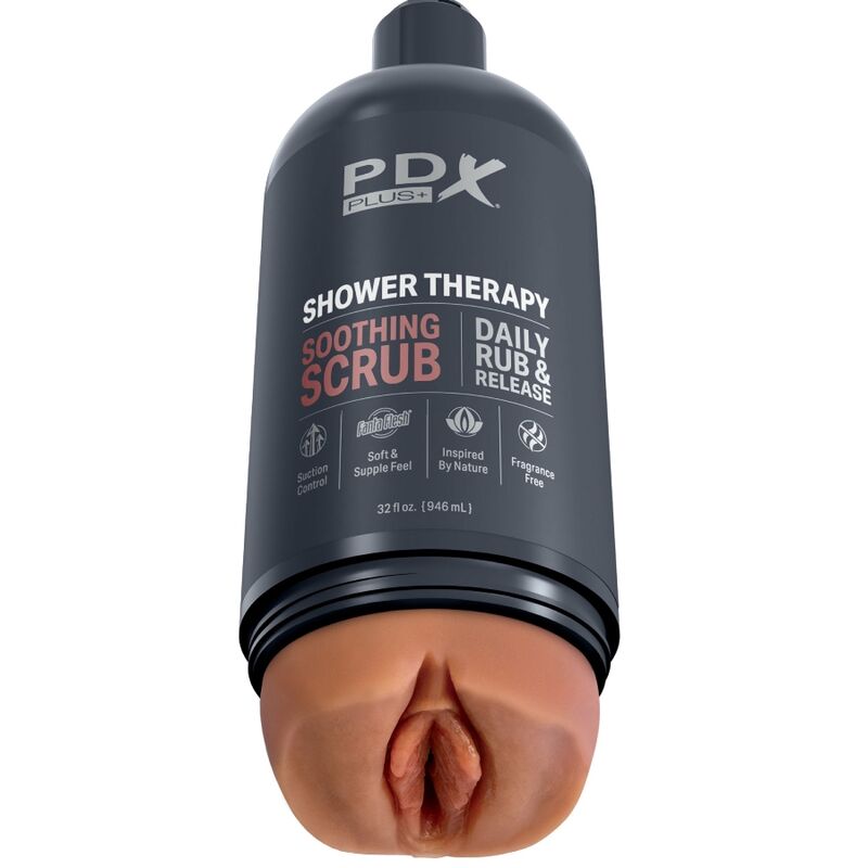 Imagen que nos facilita PDX PLUS+ de su producto erótico PDX PLUS - MASTURBADOR STROKER DISEÑO DISCRETO DE BOTE CHAMPU SOOTHING SCRUB CARAMELO para nuestra categoría "JUGUETES BIENESTAR |Juguetes para Hombres|Vaginas con vibración".