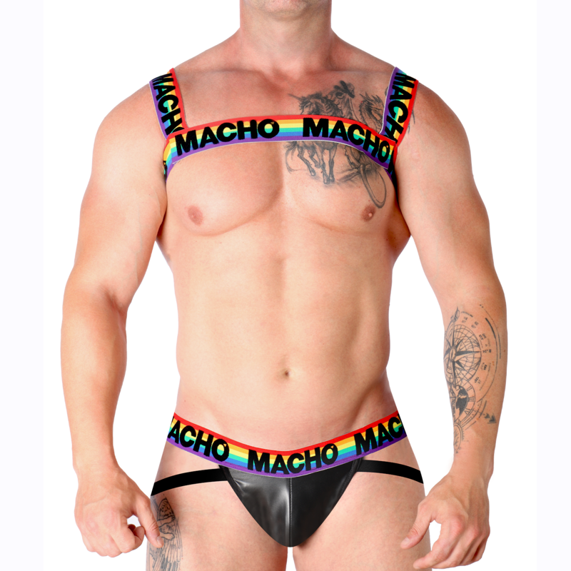 Imagen que nos facilita MACHO UNDERWEAR de su producto erótico MACHO - ARNES DOBLE PRIDE LIMITED para nuestra categoría "MODA & LENCERÍA|Lencería Hombre|Arneses Hombre".