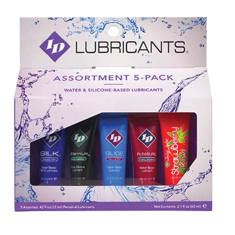 Imagen que nos facilita ID JUICY LUBE de su producto erótico ID JUICY LUBE - SURTIDO 5X LUBRICANTE TUBE PACK 12 ML para nuestra categoría "DROGUERÍA |Lubricantes|Con deliciosos Sabores".