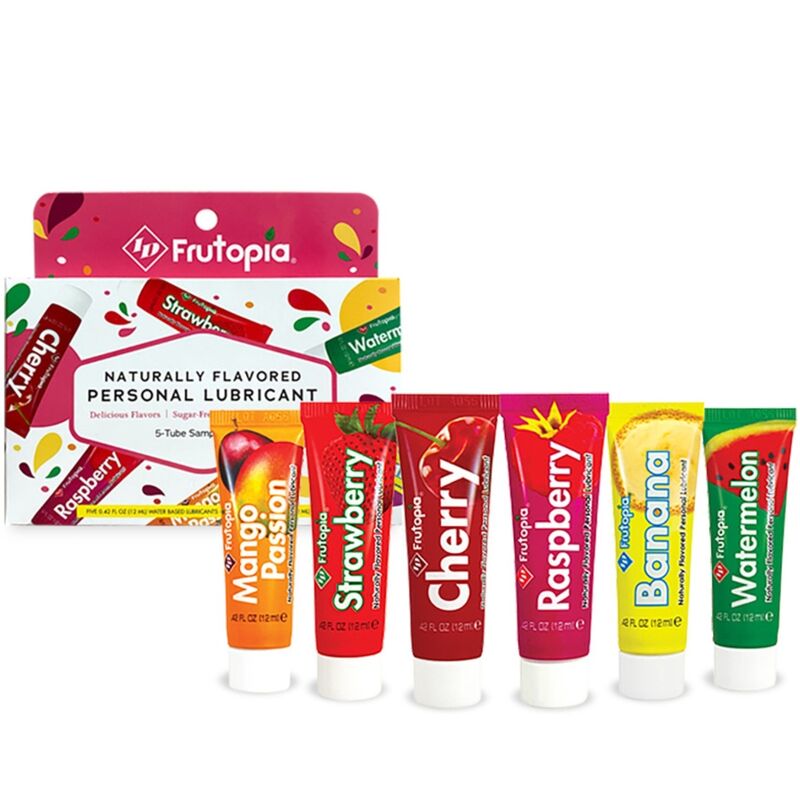 Imagen que nos facilita ID FRUTOPIA de su producto erótico ID FRUTOPIA - LUBRICANTE SURTIDO 5 PACK 12 ML para nuestra categoría "DROGUERÍA |Lubricantes|Con deliciosos Sabores".