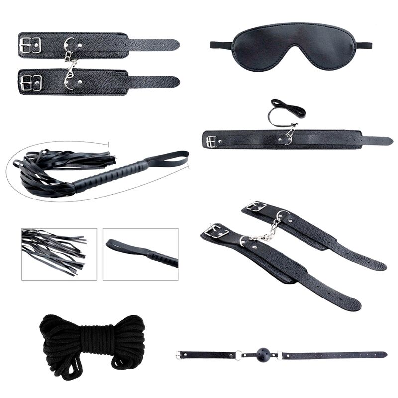 Imagen que nos facilita ALIVE de su producto erótico ALIVE - SECRET DESIRES KIT 7 PIEZAS BDSM NEGRO para nuestra categoría "BDSM & BONDAGE |Bondage|Sets Bondage".