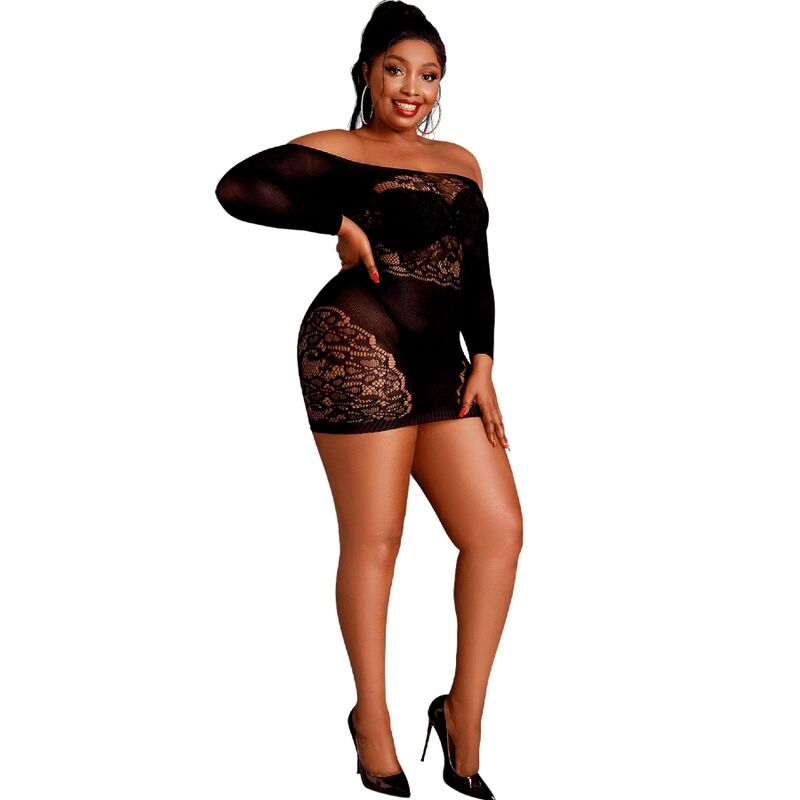 Imagen que nos facilita MOONLIGHT de su producto erótico MOONLIGHT - MODELO 7 VESTIDO MANGA LARGA NEGRO TALLA UNICA / PLUS SIZE para nuestra categoría "MODA & LENCERÍA|Lencería Mujer|Lencería Picante|Bodystocking".