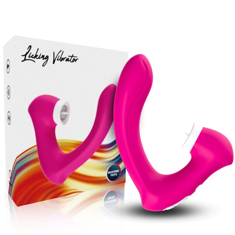 Imagen que nos facilita ARMONY STIMULATORS de su producto erótico ARMONY - SECRETKISS ESTIMULADOR CON LENGUA CLITORIS & VIBRADOR CURVO FUCSIA para nuestra categoría "JUGUETES BIENESTAR |Juguetes para Mujeres|Estimuladores|Succionadores con vibración".