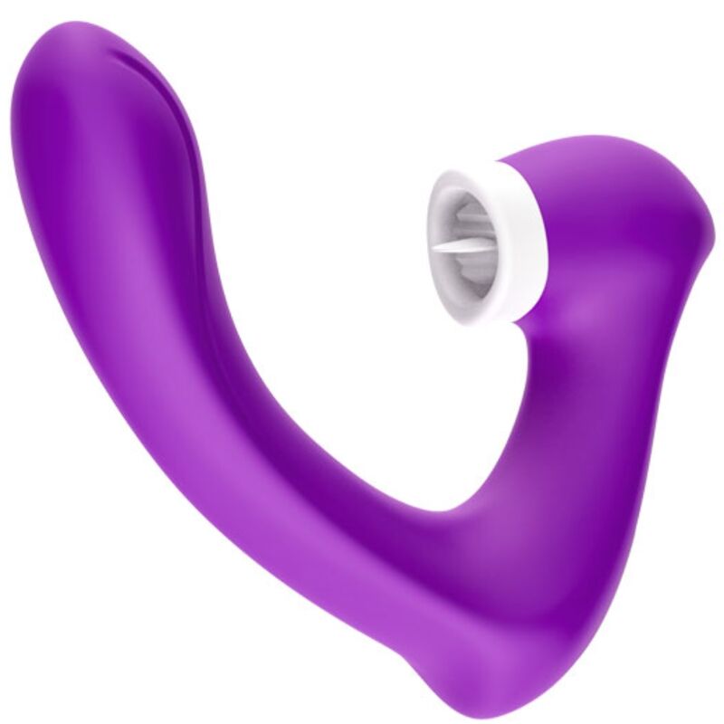 Imagen que nos facilita ARMONY STIMULATORS de su producto erótico ARMONY - SECRETKISS ESTIMULADOR CON LENGUA CLITORIS & VIBRADOR CURVO VIOLETA para nuestra categoría "JUGUETES BIENESTAR |Juguetes para Mujeres|Estimuladores|Succionadores con vibración".