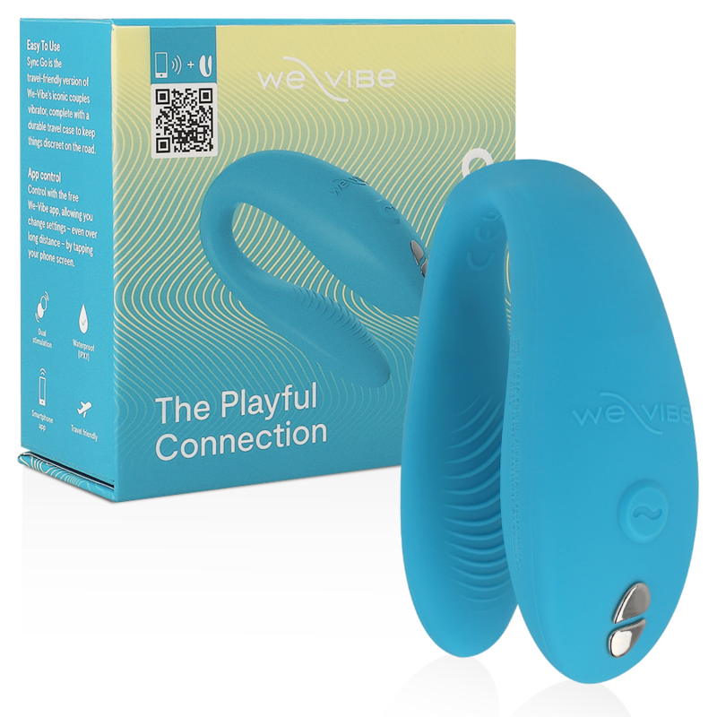 Imagen que nos facilita WE-VIBE de su producto erótico WE-VIBE - SYNC GO ESTIMULADOR DUAL TURQUESA para nuestra categoría "JUGUETES BIENESTAR |Vibradores|Vibrador Parejas U".