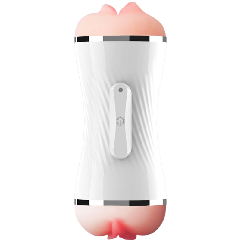 Imagen que nos facilita ARMONY FOR HIM de su producto erótico ARMONY - MASTURBADOR VIBRADOR DOBLE VAGINA & BOCA BLANCO para nuestra categoría "JUGUETES BIENESTAR |Juguetes para Hombres|Vaginas con vibración".