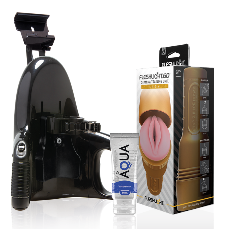 Imagen que nos facilita FLESHLIGHT de su producto erótico FLESHLIGHT - STAMINA GO TRAINING UNIT LADY + UNIVERSAL LAUNCH + LUBRICANTE AQUA QUALITY 50 ML para nuestra categoría "JUGUETES BIENESTAR |Juguetes para Hombres|Vaginas sin vibración".