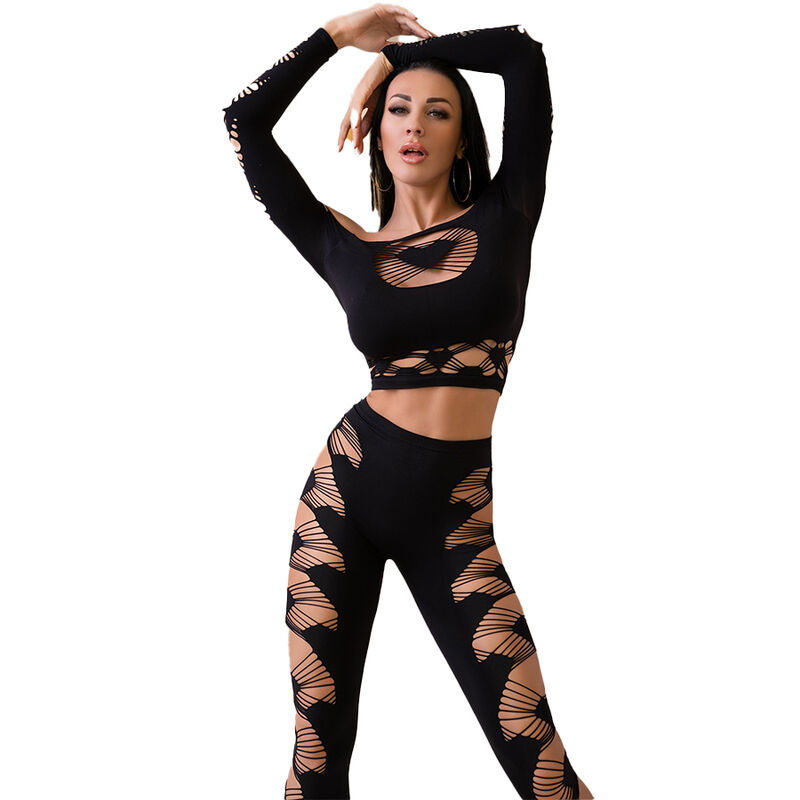 Imagen que nos facilita CHILIROSE SETS de su producto erótico CHILIROSE - CR 4436 TOP & LEGGINS NEGRO S/L para nuestra categoría "MODA & LENCERÍA|Lencería Mujer|Lencería Sexy|Top y parte inferior".