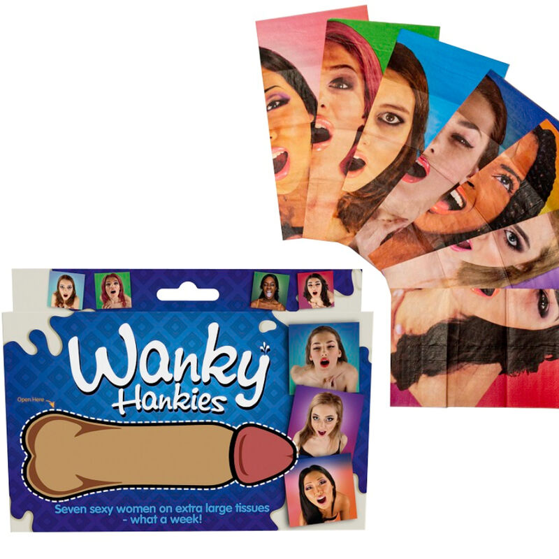 Imagen que nos facilita SPENCER & FLETWOOD de su producto erótico SPENCER & FLEETWOOD - WANKY HANKIES 7 PAÑUELOS EXTRA GRANDES MUJERES para nuestra categoría "ARTÍCULOS VARIOS|Articulos divertidos".