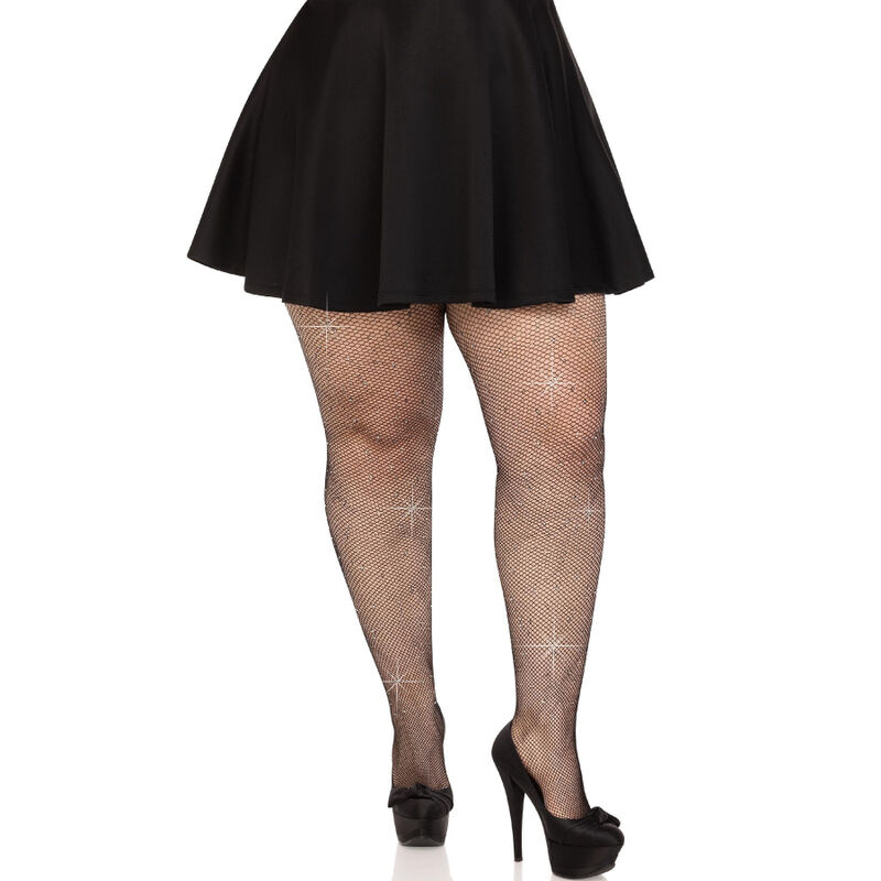 Imagen que nos facilita LEG AVENUE HOSIERY de su producto erótico LEG AVENUE - MEDIAS REJILLA CRISTALIZADA NEGRO PLUS SIZE para nuestra categoría "MODA & LENCERÍA|Lencería Mujer|Lencería Sexy|Medias".