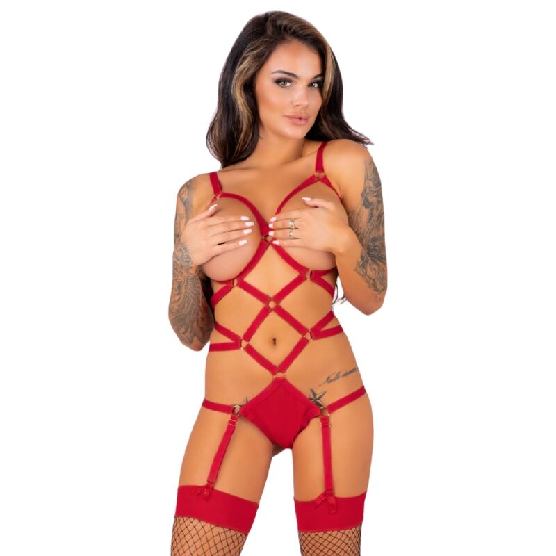 Imagen que nos facilita LIVCO CORSETTI SETS de su producto erótico LIVCO CORSETTI FASHION - THIARA LC 20213 SET BODY + MEDIAS ROJA S/M para nuestra categoría "MODA & LENCERÍA|Lencería Mujer|Lencería Picante|Sets con Liguero".