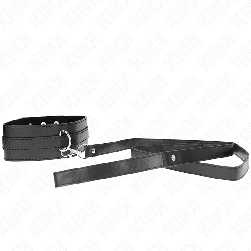 Imagen que nos facilita KINK COLLAR & GAG de su producto erótico KINK - COLLAR CON CORREA 116 CM MODELO 1 AJUSTABLE 36-43 CM X 5 CM para nuestra categoría "BDSM & BONDAGE |Bondage|Collares".