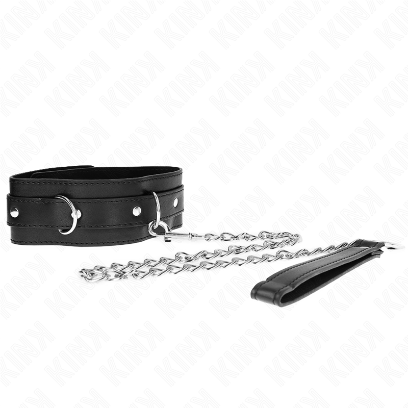 Imagen que nos facilita KINK COLLAR & GAG de su producto erótico KINK - COLLAR CON CORREA 65 CM NEGRO 54 X 4.5 CM para nuestra categoría "BDSM & BONDAGE |Bondage|Collares".