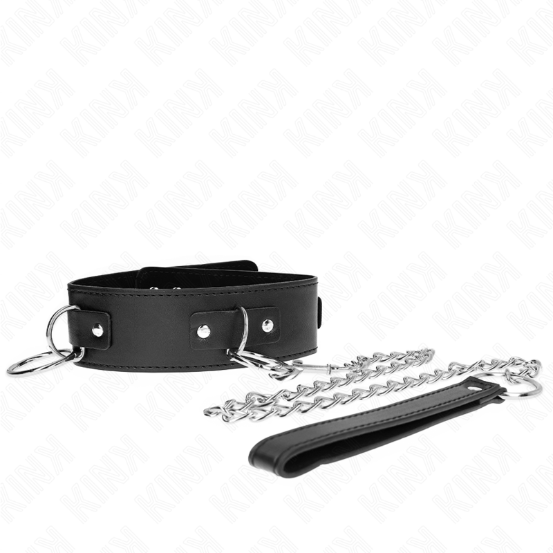 Imagen que nos facilita KINK COLLAR & GAG de su producto erótico KINK - COLLAR CON CORREA 65 CM 3 ANILLOS MODELO 2 AJUSTABLE 36-43 CM X 5 CM para nuestra categoría "BDSM & BONDAGE |Bondage|Collares".