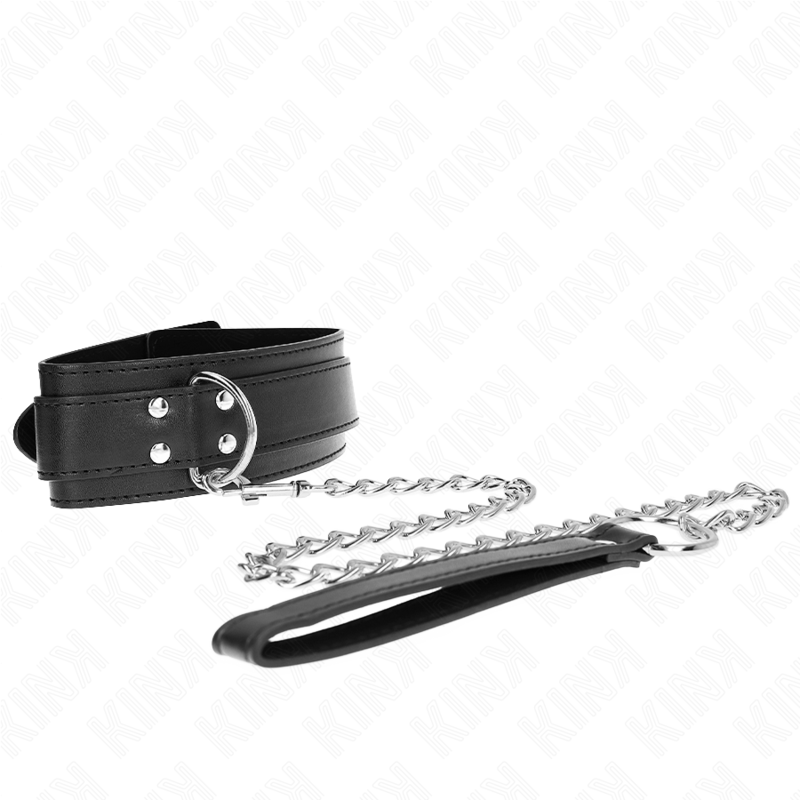 Imagen que nos facilita KINK COLLAR & GAG de su producto erótico KINK - COLLAR CON CORREA 65 CM HEBILLAS PLATEADAS AJUSTABLE 33-46 CM X 5.5 CM para nuestra categoría "BDSM & BONDAGE |Bondage|Collares".