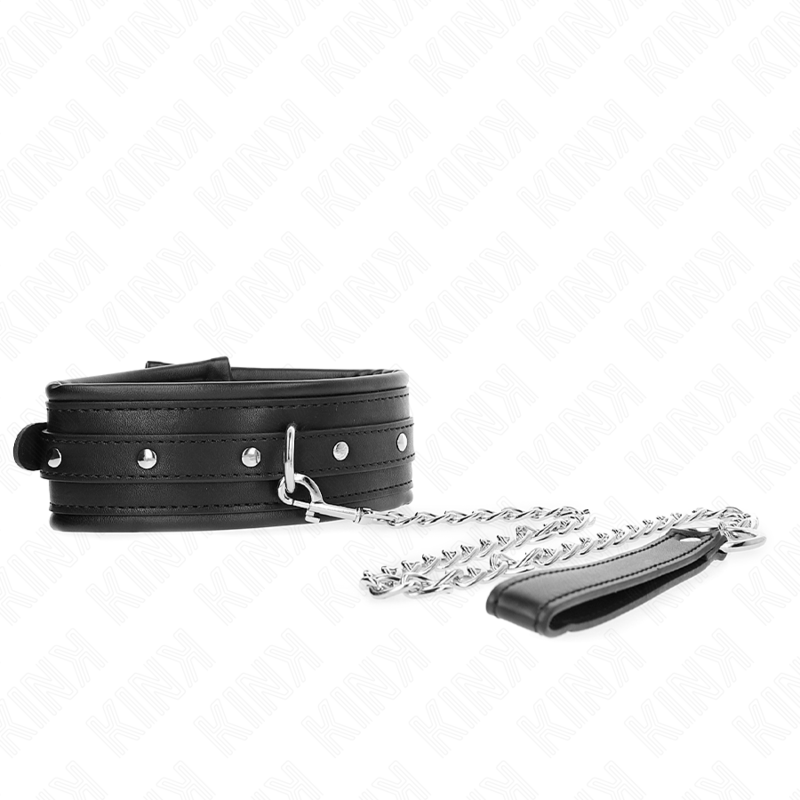 Imagen que nos facilita KINK COLLAR & GAG de su producto erótico KINK - COLLAR CON CORREA 65 CM HEBILLA BRILLANTE 48.5 CM X 5.3 CM para nuestra categoría "BDSM & BONDAGE |Bondage|Collares".