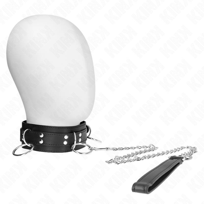 Imagen que nos facilita KINK COLLAR & GAG de su producto erótico KINK - COLLAR CON CORREA 80 CM ESCLAVITUD 3 ANILLOS 53 X 5 CM para nuestra categoría "BDSM & BONDAGE |Bondage|Collares".