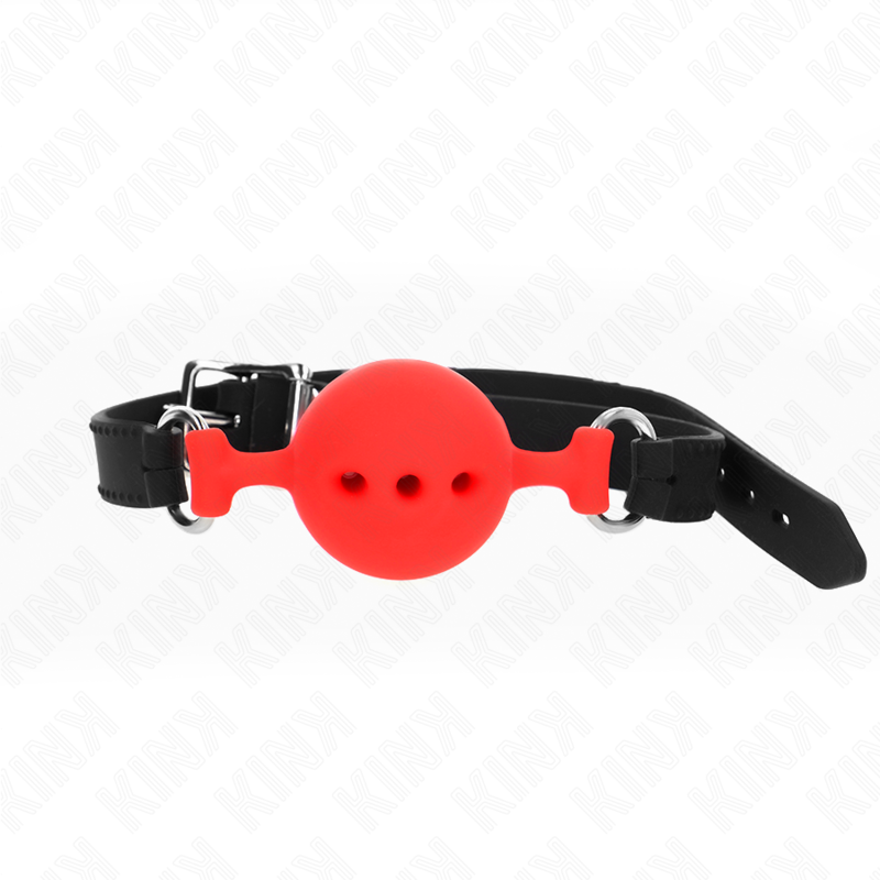 Imagen que nos facilita KINK COLLAR & GAG de su producto erótico KINK - MORDAZA 55 x 2 CM DE BOLA 4.5 CM DE SILICONA COMPLETA TALLA M ROJO AJUSTABLE 35-51 CM para nuestra categoría "BDSM & BONDAGE |Bondage|Mordazas".