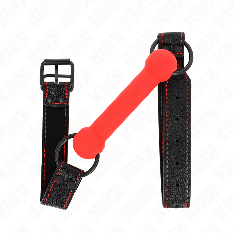 Imagen que nos facilita KINK COLLAR & GAG de su producto erótico KINK - MORDAZA FORMA DE HUESO CON CORREA POLIPIEL ROJO AJUSTABLE 41-57 CM para nuestra categoría "BDSM & BONDAGE |Bondage|Mordazas".