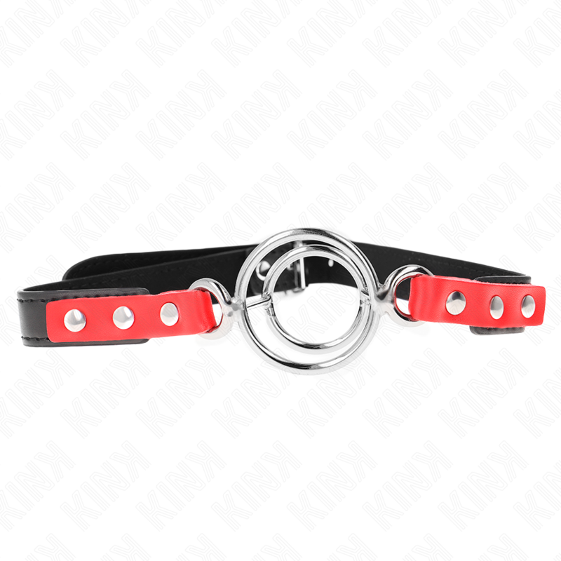 Imagen que nos facilita KINK COLLAR & GAG de su producto erótico KINK - MORDAZA CON MÚLTIPLES JUNTAS TÓRICAS 4 / 4.8 CM ROJO AJUSTABLE 38 X 56 CM para nuestra categoría "BDSM & BONDAGE |Bondage|Mordazas".