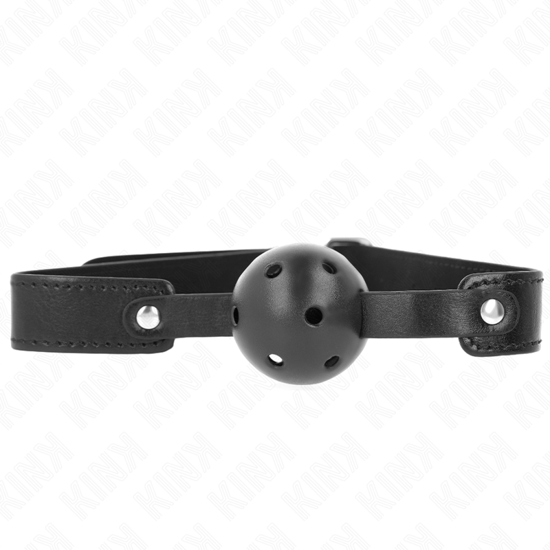 Imagen que nos facilita KINK COLLAR & GAG de su producto erótico KINK - MORDAZA DE BOLA 4.5 CM TRANSPIRABLE NEGRO 65 x 2.5 CM para nuestra categoría "BDSM & BONDAGE |Bondage|Mordazas".