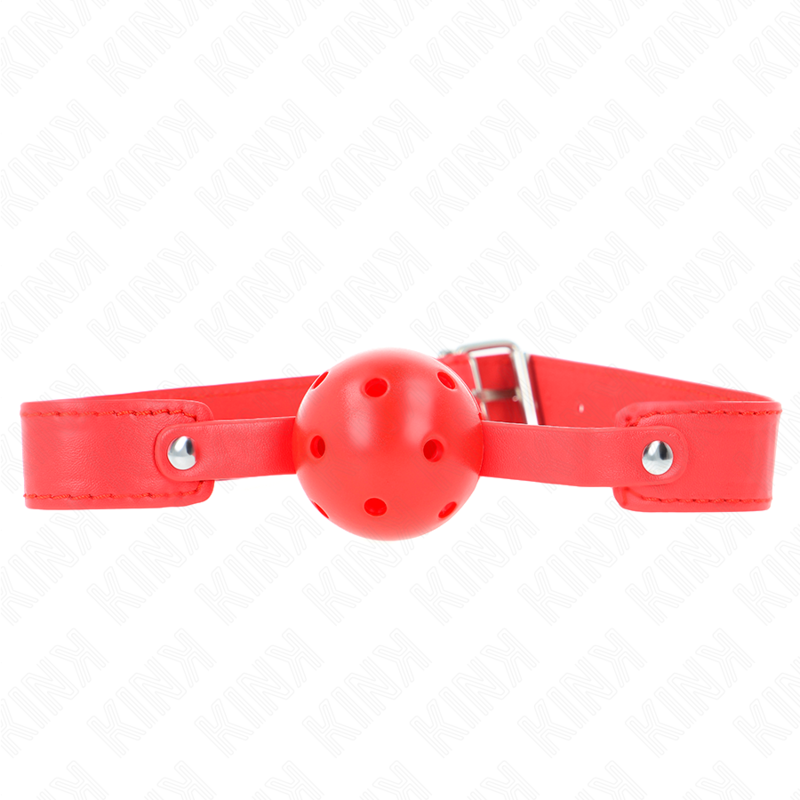 Imagen que nos facilita KINK COLLAR & GAG de su producto erótico KINK - MORDAZA DE BOLA 4.5 CM TRANSPIRABLE ROJO 65 x 2.5 CM para nuestra categoría "BDSM & BONDAGE |Bondage|Mordazas".