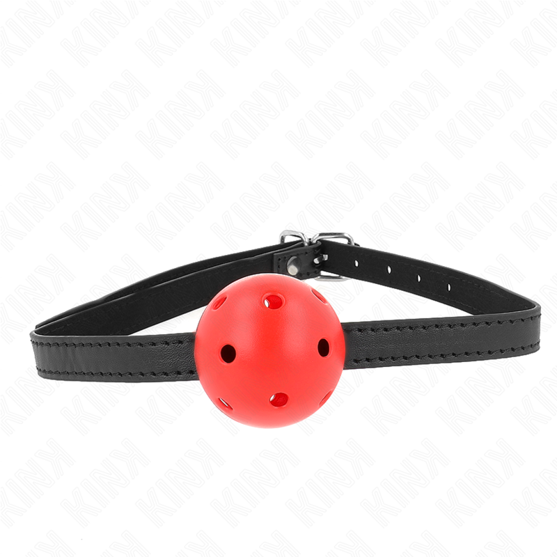 Imagen que nos facilita KINK COLLAR & GAG de su producto erótico KINK - MORDAZA DE BOLA 4.5 CM TRANSPIRABLE SIMPLICITY ROJO 62 x 1.5 CM para nuestra categoría "BDSM & BONDAGE |Bondage|Mordazas".