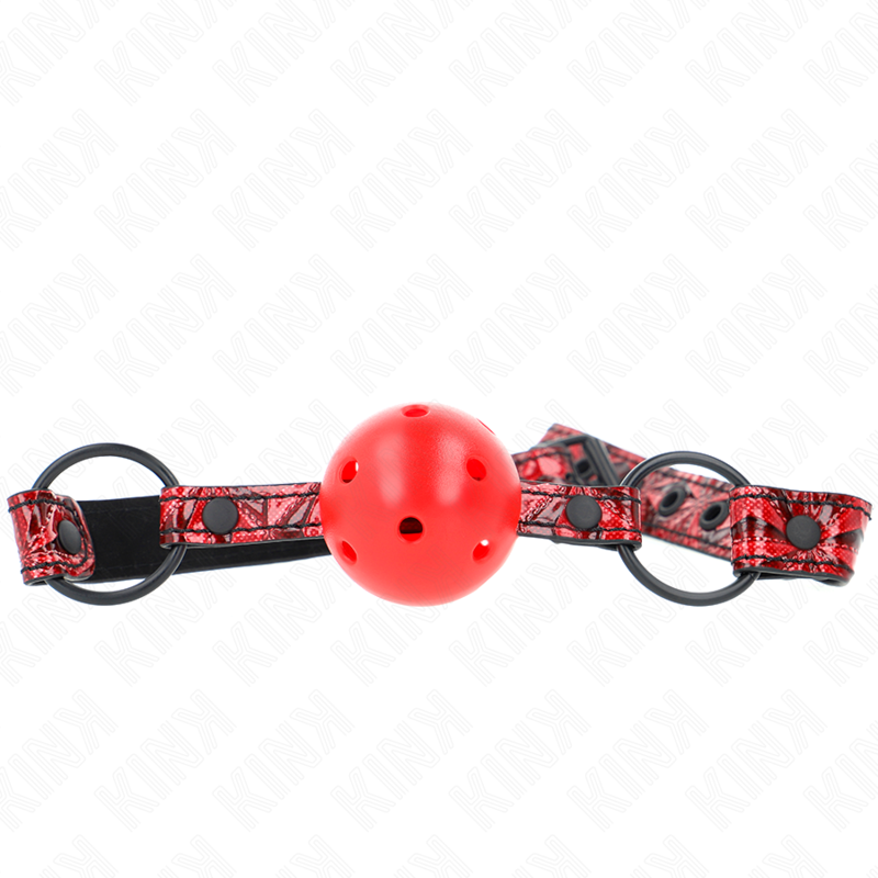 Imagen que nos facilita KINK COLLAR & GAG de su producto erótico KINK - MORDAZA DE BOLA 4.5 CM CON PATRÓN DE DIAMANTE MODELO 1 64.5 CM AJUSTABLE 42- 60 CM para nuestra categoría "BDSM & BONDAGE |Bondage|Mordazas".