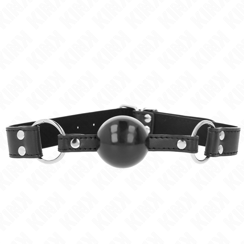 Imagen que nos facilita KINK COLLAR & GAG de su producto erótico KINK - MORDAZA DE BOLA 4 CM SUAVE Y SÓLIDA CON CORREA DE POLIPIEL 62 x 2.5 CM AJUSTABLE 42-58 CM para nuestra categoría "BDSM & BONDAGE |Bondage|Mordazas".