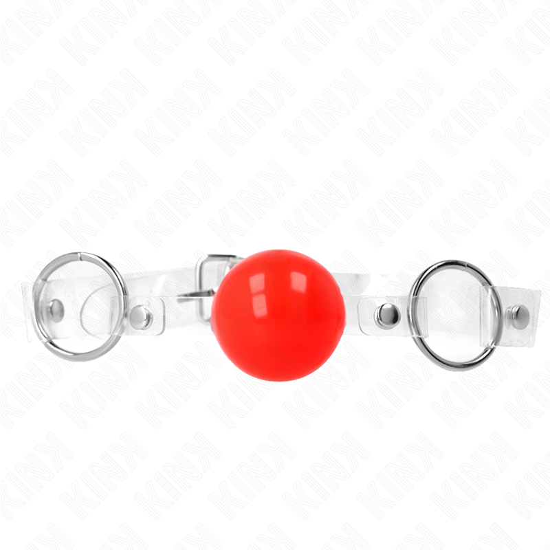 Imagen que nos facilita KINK COLLAR & GAG de su producto erótico KINK - MORDAZA DE BOLA ROJA DE PVC TRANSPARENTE AJUSTABLE para nuestra categoría "BDSM & BONDAGE |Bondage|Mordazas".