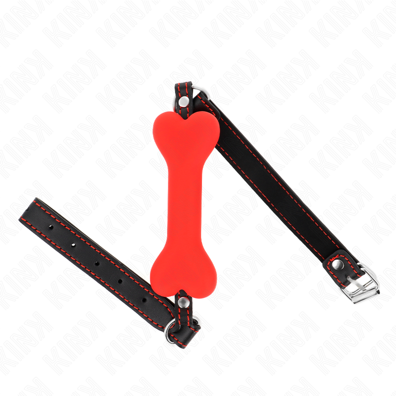 Imagen que nos facilita KINK COLLAR & GAG de su producto erótico KINK - MORDAZA DE HUESO 12 CM ROJO 63 x 2 CM para nuestra categoría "BDSM & BONDAGE |Bondage|Mordazas".