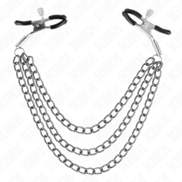 Imagen que nos facilita KINK NIPPLE GRIP de su producto erótico KINK - PINZAS PARA PEZONES CON TRIPLE CADENA NEGRO 20/23/28 CM para nuestra categoría "BDSM & BONDAGE |Artículos BDSM|Pinzas Pezones BDSM".