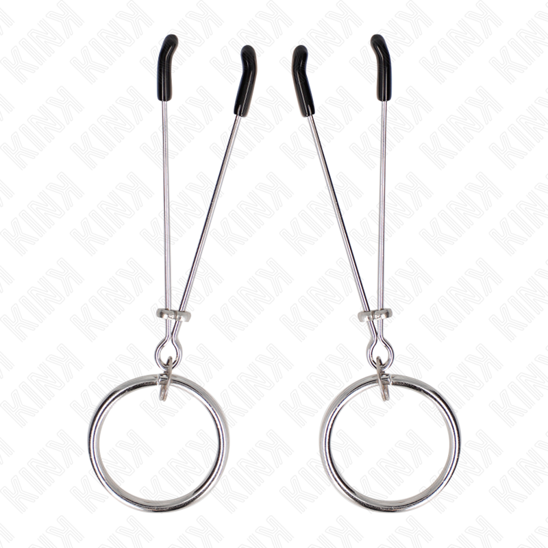 Imagen que nos facilita KINK NIPPLE GRIP de su producto erótico KINK - PINZAS PARA PEZONES FINA CON ARO PLATEADO 7 CM para nuestra categoría "BDSM & BONDAGE |Artículos BDSM|Pinzas Pezones BDSM".