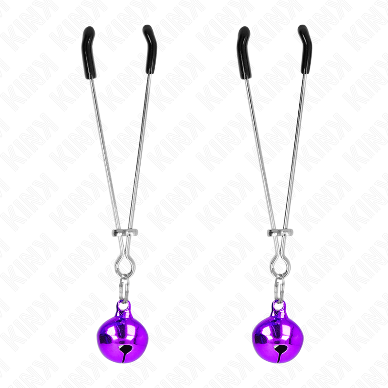 Imagen que nos facilita KINK NIPPLE GRIP de su producto erótico KINK - PINZAS PARA PEZONES FINA CON CASCABEL VIOLETA 7 CM para nuestra categoría "BDSM & BONDAGE |Artículos BDSM|Pinzas Pezones BDSM".