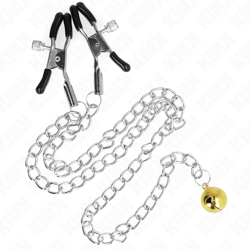 Imagen que nos facilita KINK NIPPLE GRIP de su producto erótico KINK - PINZAS PARA PEZONES CON CAMPANA DORADO Y CADENA 30 CM para nuestra categoría "BDSM & BONDAGE |Artículos BDSM|Pinzas Pezones BDSM".