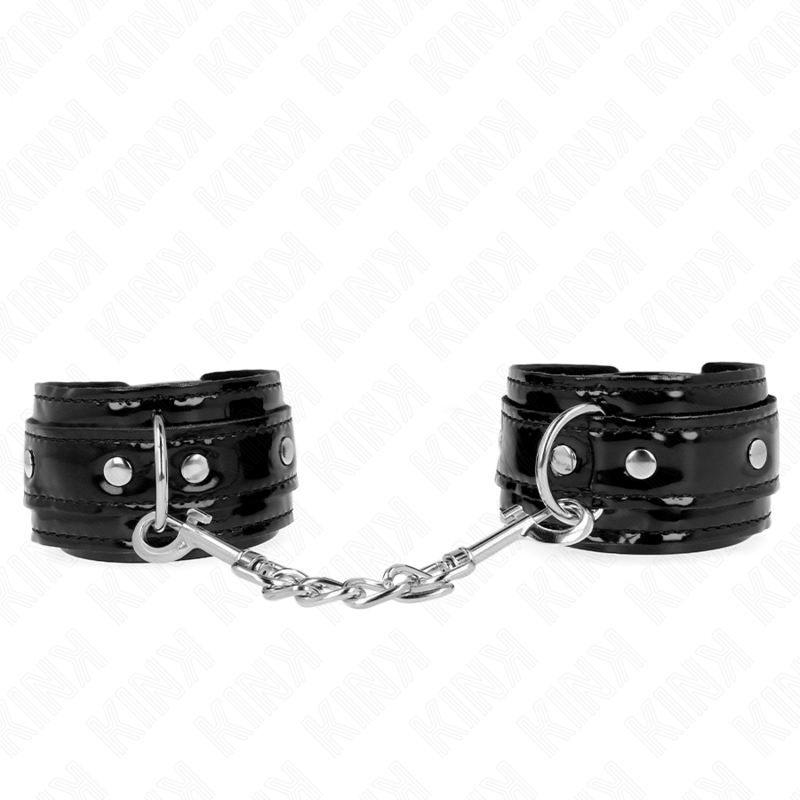 Imagen que nos facilita KINK WRIST RESTRAINT de su producto erótico KINK - MUÑEQUERAS DE NEOPRENO BRILLANTE AJUSTABLE 17-24 CM X 4.5 CM para nuestra categoría "BDSM & BONDAGE |Bondage|Esposas de fijación".