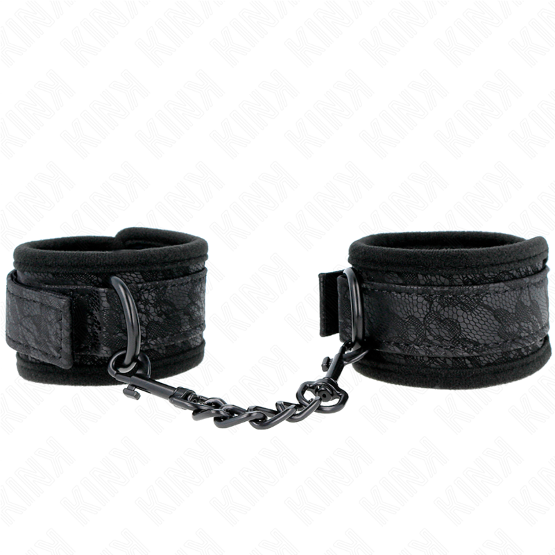 Imagen que nos facilita KINK WRIST RESTRAINT de su producto erótico KINK - MUÑEQUERAS DE ENCAJE Y NEOPRENO AJUSTABLE NEGRO 20-29 CM X 5 CM para nuestra categoría "BDSM & BONDAGE |Bondage|Esposas de fijación".