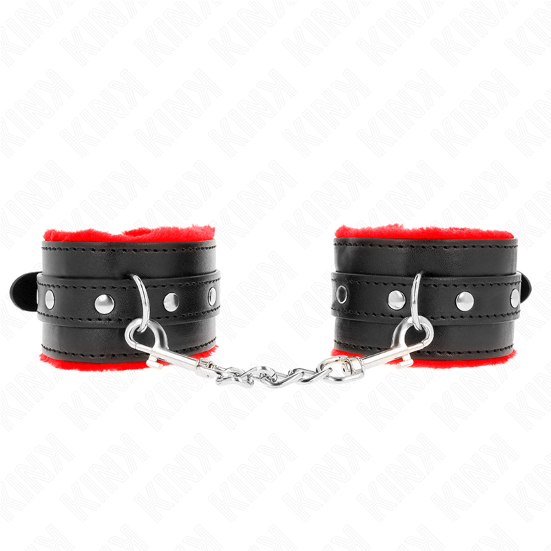 Imagen que nos facilita KINK WRIST RESTRAINT de su producto erótico KINK - MUÑEQUERAS FORRADAS PREMIUM ROJO CON CORREA NEGRO AJUSTABLE 17-29 CM X 6 CM para nuestra categoría "BDSM & BONDAGE |Bondage|Esposas de fijación".