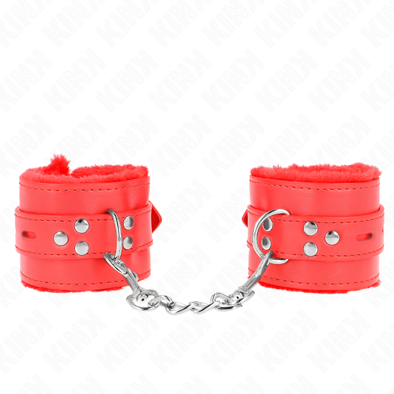 Imagen que nos facilita KINK WRIST RESTRAINT de su producto erótico KINK - MUÑEQUERAS FORRADAS CON AGUJEROS CUADRADOS ROJO Y CORREA ROJO AJUSTABLE 17-29 CM X 6 CM para nuestra categoría "BDSM & BONDAGE |Bondage|Esposas de fijación".