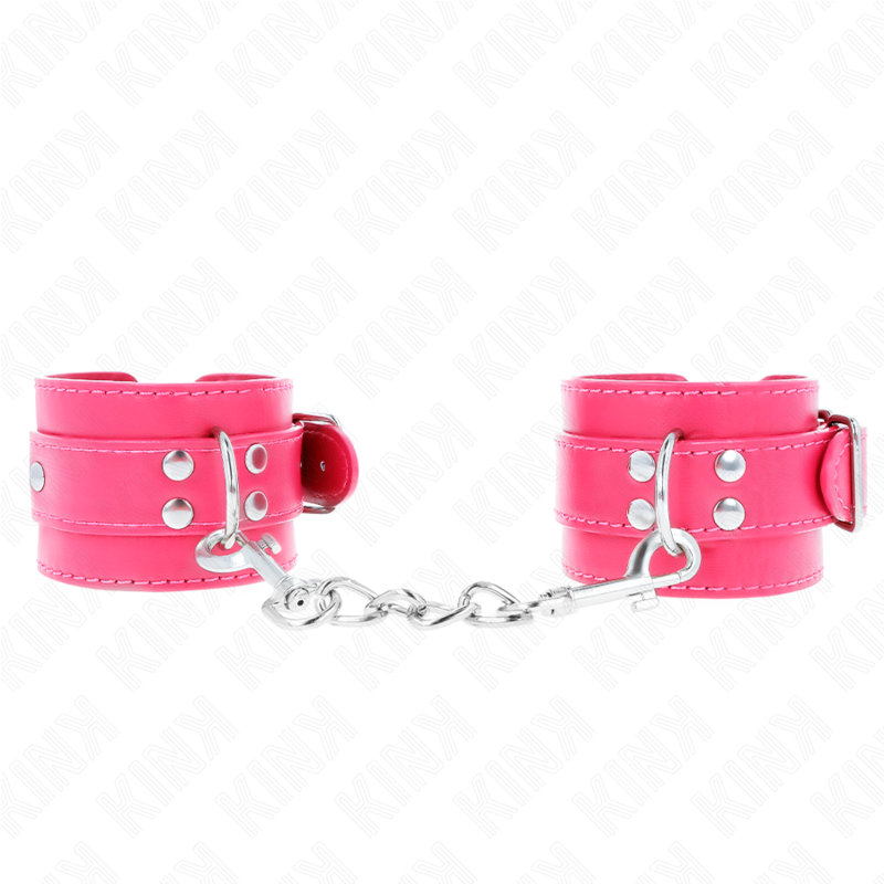 Imagen que nos facilita KINK WRIST RESTRAINT de su producto erótico KINK - MUÑEQUERAS FUCSIA CON DETALLES EN FUCSIA AJUSTABLE 20-28 CM X 5.5 CM para nuestra categoría "BDSM & BONDAGE |Bondage|Esposas de fijación".