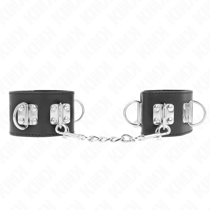 Imagen que nos facilita KINK WRIST RESTRAINT de su producto erótico KINK - MUÑEQUERAS MULTIPOSICIÓN CON CIERRE CANDADO NEGRO AJUSTABLE 16-23 CM X 5.5 CM para nuestra categoría "BDSM & BONDAGE |Bondage|Esposas de fijación".