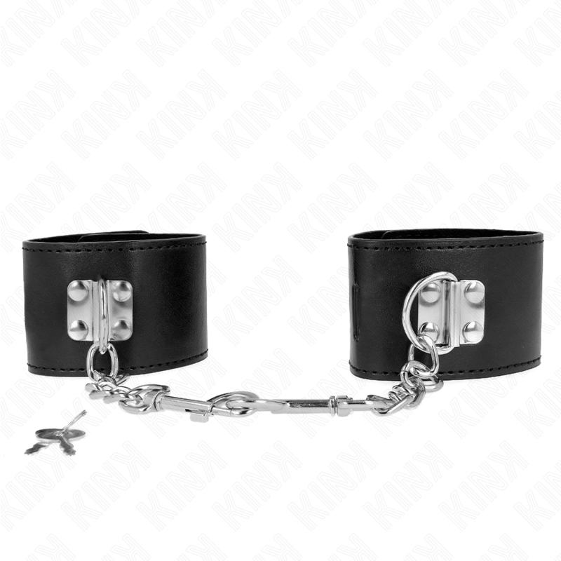 Imagen que nos facilita KINK WRIST RESTRAINT de su producto erótico KINK - MUÑEQUERAS CON CIERRE CANDADO NEGRO AJUSTABLE 16-23 CM X 5.5 CM para nuestra categoría "BDSM & BONDAGE |Bondage|Esposas de fijación".