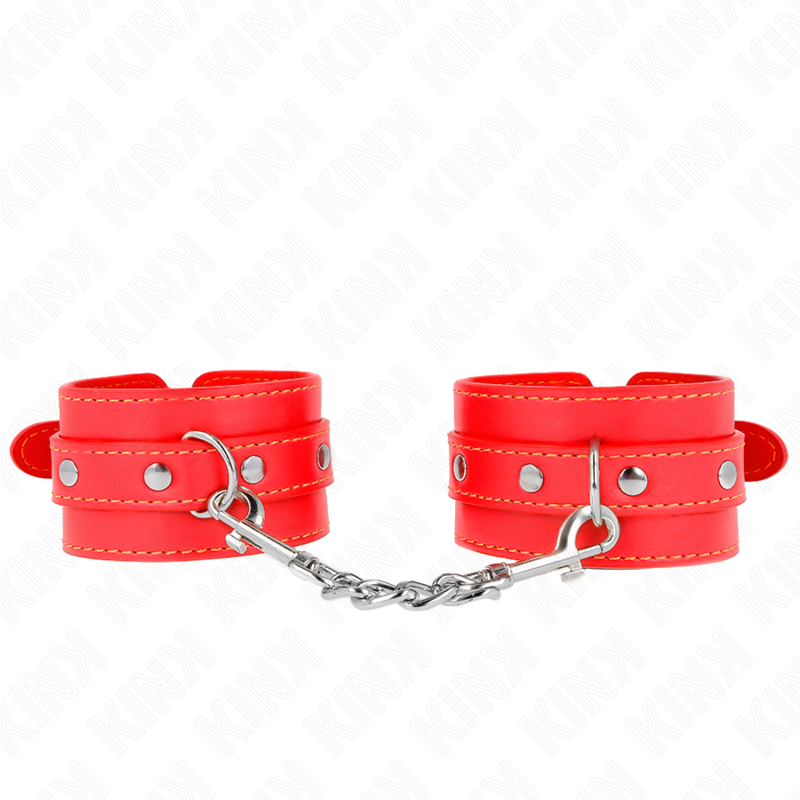 Imagen que nos facilita KINK WRIST RESTRAINT de su producto erótico KINK - MUÑEQUERAS FINAS ROJO AJUSTABLE 21-33 CM para nuestra categoría "BDSM & BONDAGE |Bondage|Esposas de fijación".